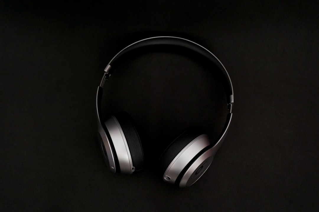 Close-up of professional headphones and audio equipment