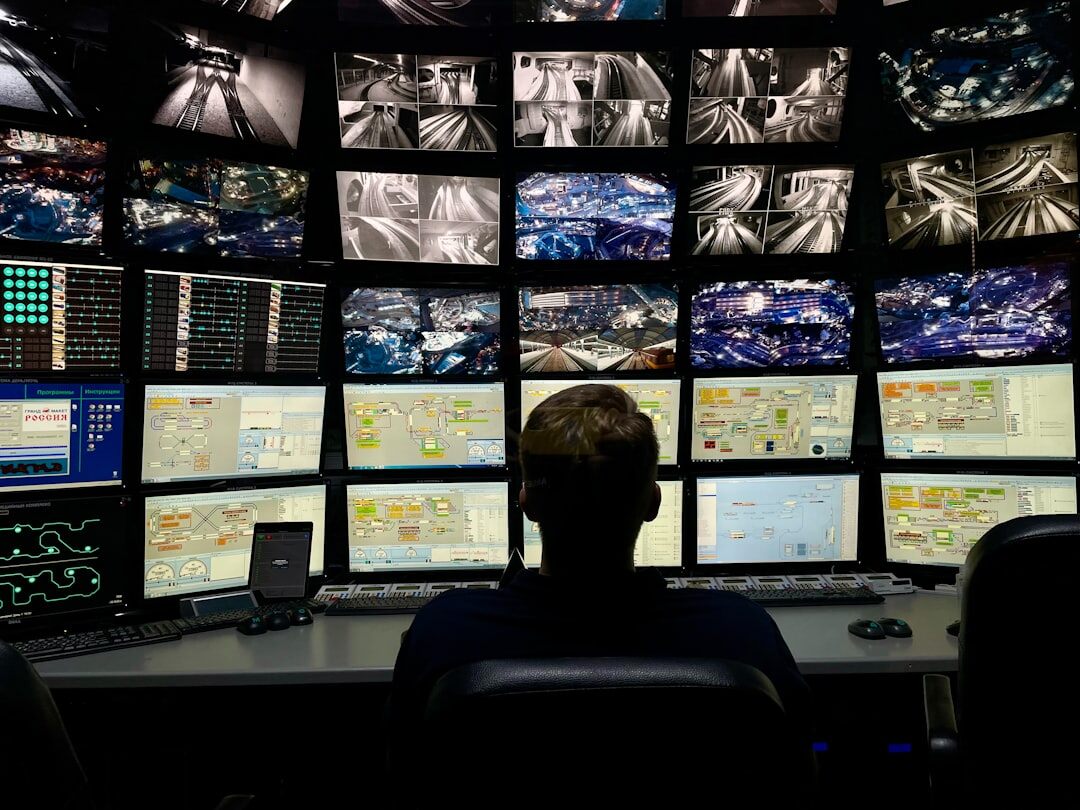 Live production team monitoring multiple screens during a broadcast